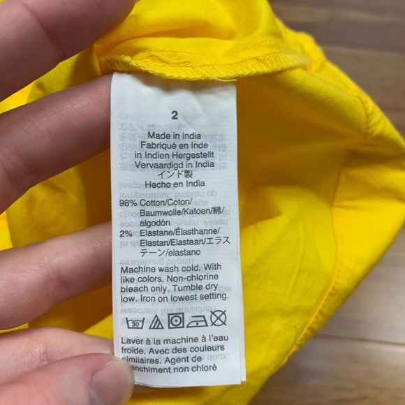 J.Crew Sleeveless‎ Dress Womens 2 Yellow Button Front Belted Fit & Flare Summer - Picture 6 of 6